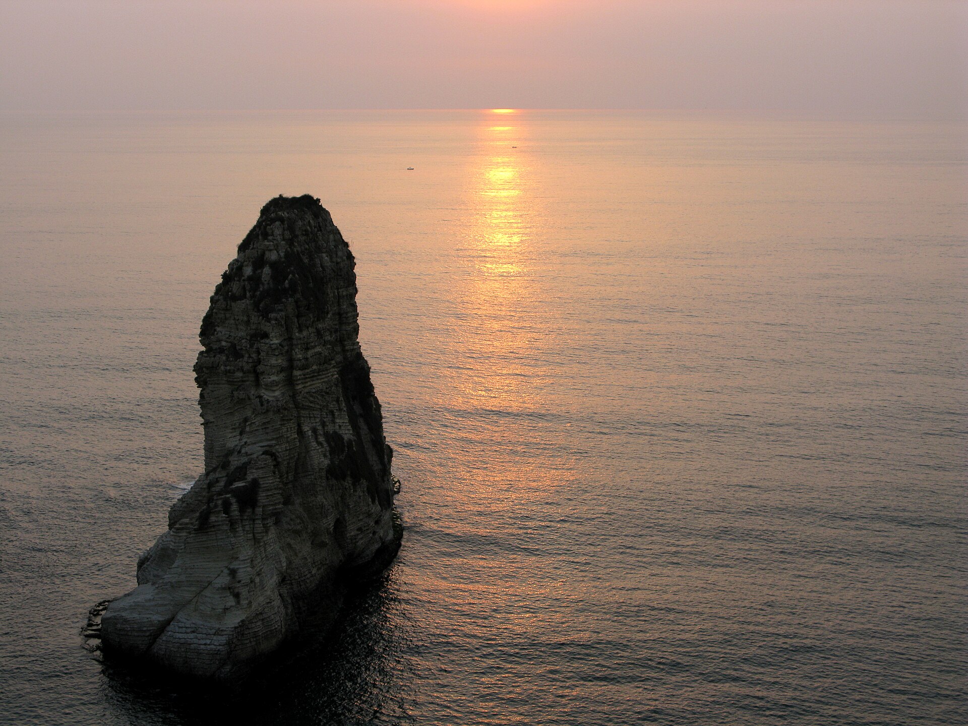 Raouché Rocks at sunset, Beirut, Lebanon